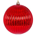 Vickerman N162203 4" Red Shiny Lined Mercury Ball Ornament 6 Per Bag.