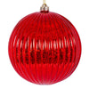 Vickerman N162403 6" Red Shiny Lined Mercury Ball Ornament 4 Per Bag.