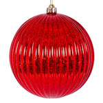Vickerman N162403 6" Red Shiny Lined Mercury Ball Ornament 4 Per Bag.