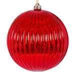 Vickerman N162503 8" Red Shiny Lined Mercury Ball Ornament.