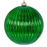 Vickerman N162404 6" Green Shiny Lined Mercury Ball Ornament 4 Per Bag.