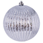 Vickerman N162407 6" Silver Shiny Lined Mercury Ball Ornament 4 Per Bag.