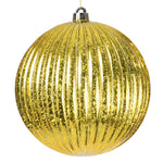 Vickerman N162208 4" Gold Shiny Lined Mercury Ball Ornament 6 Per Bag.
