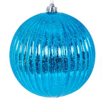 Vickerman N162212 4" Turquoise Shiny Lined Mercury Ball Ornament 6 Per Bag.