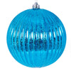 Vickerman N162412 6" Turquoise Shiny Lined Mercury Ball Ornament 4 Per Bag.