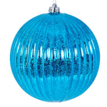 Vickerman N162412 6" Turquoise Shiny Lined Mercury Ball Ornament 4 Per Bag.