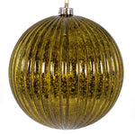 Vickerman N162214 4" Olive Shiny Lined Mercury Ball Ornament 6 Per Bag.