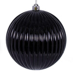 Vickerman N162217 4" Black Shiny Lined Mercury Ball Ornament 6 Per Bag.