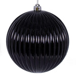 Vickerman N162417 6" Black Shiny Lined Mercury Ball Ornament 4 Per Bag.