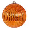 Vickerman N162218 4" Burnish Orange Shiny Lined Mercury Ball Ornament 6 Per Bag.
