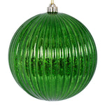 Vickerman N162224 4" Emerald Shiny Lined Mercury Ball Ornament 6 Per Bag.