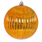 Vickerman N162430 6" Antique Gold Shiny Lined Mercury Ball Ornament 4 Per Bag.
