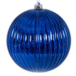 Vickerman N162231 4" Midnight Blue Shiny Lined Mercury Ball Ornament 6 Per Bag.