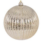 Vickerman N162238 4" Champagne Shiny Lined Mercury Ball Ornament 6 Per Bag.