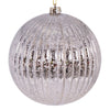 Vickerman N162443 6" Oat Shiny Lined Mercury Ball Ornament 4 Per Bag.