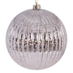 Vickerman N162443 6" Oat Shiny Lined Mercury Ball Ornament 4 Per Bag.