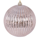 Vickerman N162558 8" Rose Gold Shiny Lined Mercury Ball Ornament.