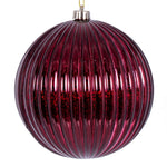 Vickerman N162565 8" Burgundy Shiny Lined Mercury Ball Ornament.