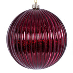 Vickerman N162465 6" Burgundy Shiny Lined Mercury Ball Ornament 4 Per Bag.