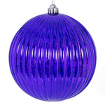 Vickerman N162266 4" Purple Shiny Lined Mercury Ball Ornament 6 Per Bag.