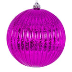 Vickerman N162270 4" Fuchsia Shiny Lined Mercury Ball Ornament 6 Per Bag.