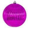 Vickerman N162470 6" Fuchsia Shiny Lined Mercury Ball Ornament 4 Per Bag.