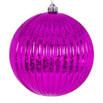 Vickerman N162470 6" Fuchsia Shiny Lined Mercury Ball Ornament 4 Per Bag.