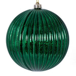 Vickerman N162274 4" Midnight Green Shiny Lined Mercury Ball Ornament 6 Per Bag.