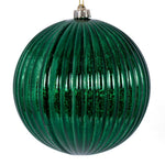 Vickerman N162474 6" Midnight Green Shiny Lined Mercury Ball Ornament 4 Per Bag.