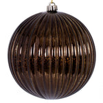 Vickerman N162475 6" Chocolate Shiny Lined Mercury Ball Ornament 4 Per Bag.