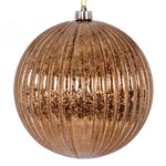 Vickerman N162276 4" Mocha Shiny Lined Mercury Ball Ornament 6 Per Bag.