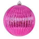 Vickerman N162279 4" Pink Shiny Lined Mercury Ball Ornament 6 Per Bag.