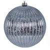 Vickerman N162487 6" Pewter Shiny Lined Mercury Ball Ornament 4 Per Bag.