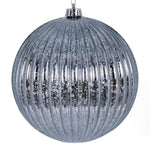 Vickerman N162487 6" Pewter Shiny Lined Mercury Ball Ornament 4 Per Bag.