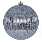 Vickerman N162287 4" Pewter Shiny Lined Mercury Ball Ornament 6 Per Bag.