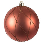 Vickerman N170671D 4" Coral Matte And Glitter Swirl Ball Ornament 4 Per Box