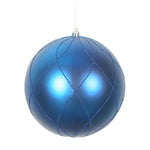 Vickerman N170602D 4" Blue Matte And Glitter Swirl Ball Ornament With Drilled And Wired Caps. Comes 4/Box.