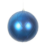 Vickerman N170802D 8" Blue Matte And Glitter Swirl Ball Ornament