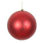 Vickerman N170603D 4" Red Matte And Glitter Swirl Ball Ornament 4 Per Box