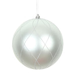 Vickerman N170607D 4" Silver Matte And Glitter Swirl Ball Ornament 4 Per Box