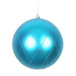 Vickerman N170612D 4" Turquoise Matte And Glitter Swirl Ball Ornament 4 Per Box