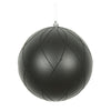 Vickerman N170617D 4" Black Matte And Glitter Swirl Ball Ornament 4 Per Box