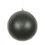 Vickerman N170617D 4" Black Matte And Glitter Swirl Ball Ornament 4 Per Box