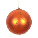 Vickerman N170818D 8" Burnished Orange Matte And Glitter Swirl Ball Ornament