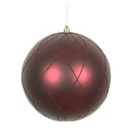 Vickerman N170719D 6" Wine Matte And Glitter Swirl Ball Ornament With Drilled And Wired Caps. Comes 3 Per Box.