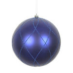 Vickerman N170722D 6" Cobalt Blue Matte And Glitter Swirl Ball Ornament 3 Per Box