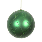 Vickerman N170724D 6" Emerald Matte And Glitter Swirl Ball Ornament 3 Per Box