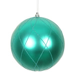 Vickerman N170642D 4" Teal Matte And Glitter Swirl Ball Ornament 4 Per Box