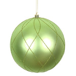 Vickerman N170754D 6" Celadon Matte And Glitter Swirl Ball Ornament 3 Per Box