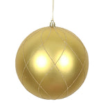 Vickerman N170608D 4" Gold Matte And Glitter Swirl Ball Ornament 4 Per Box